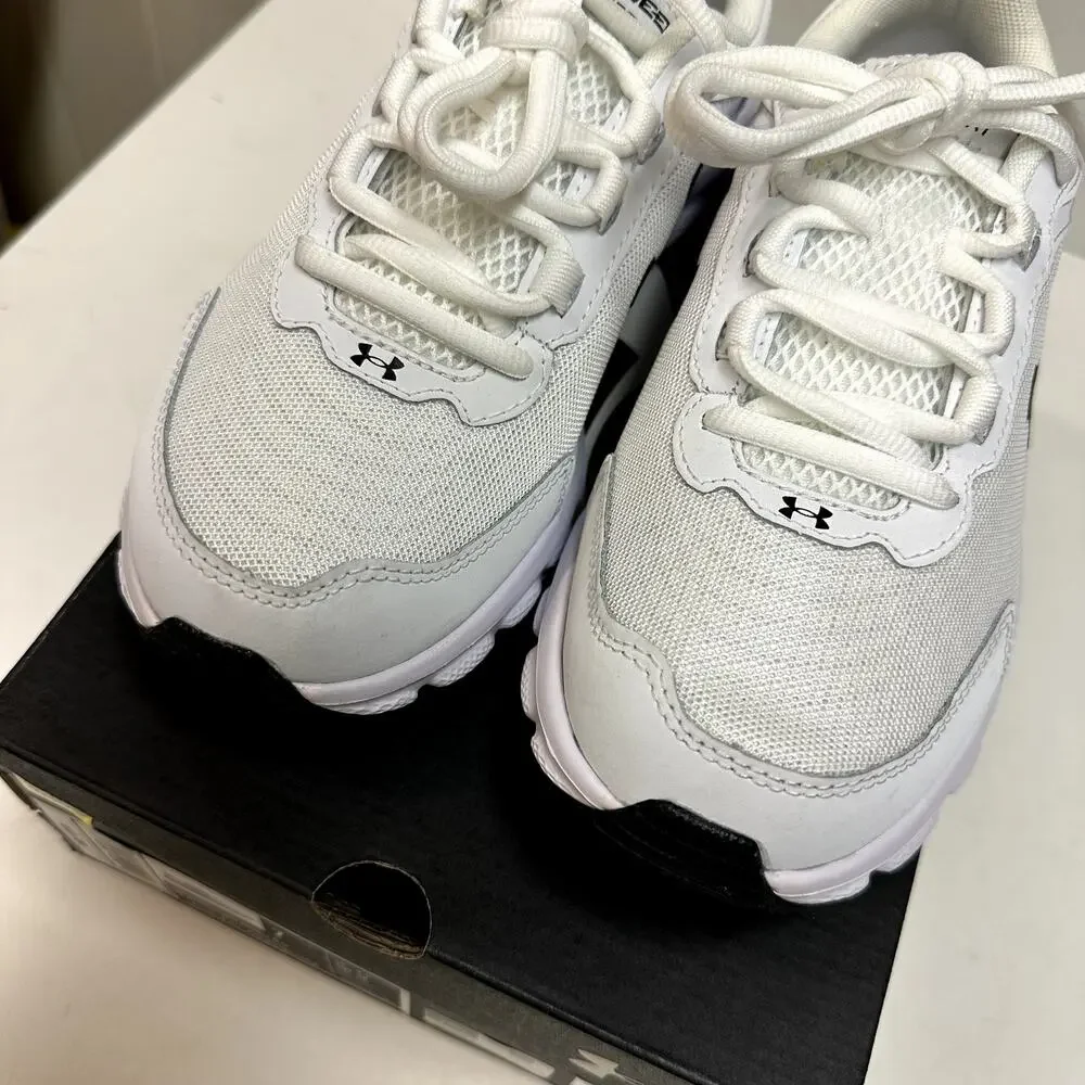 NIB NOS Under Armour W Charged Assert 9 White Sneaker Mesh Runner 7 Wide (D) - Picture 5 of 9